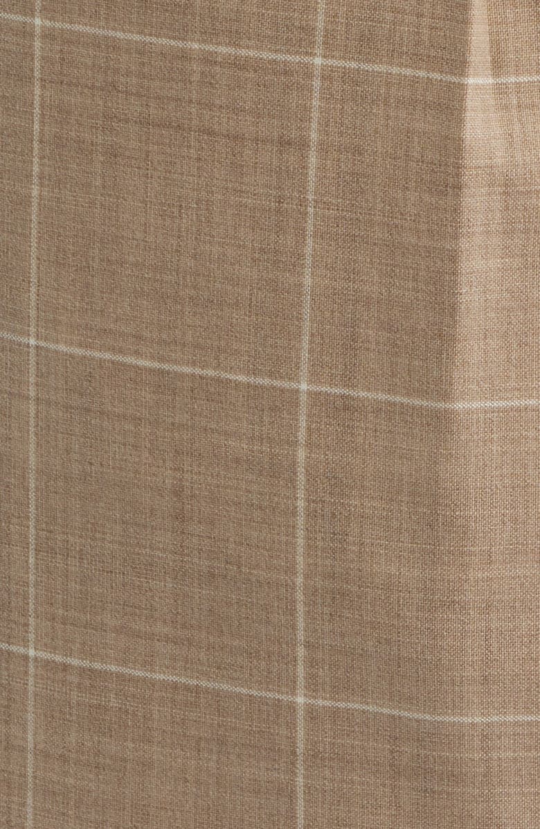 Zanella Danny Pleated Windowpane Check Wool Dress Pants, Alternate, color, Beig/ Khaki