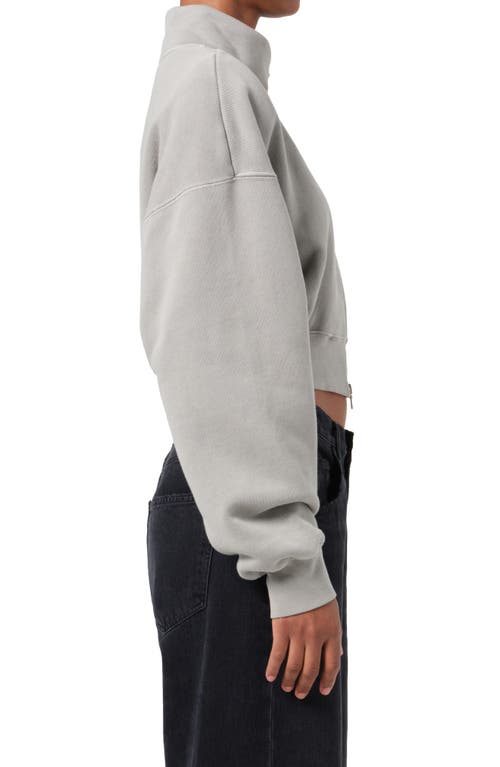 Agolde Asta Oversize Crop Zip Sweatshirt In Drab (dusty Khaki)