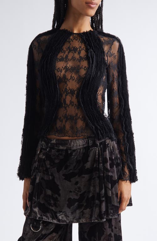Collina Strada Wavy Dandelion Lace Top In Black