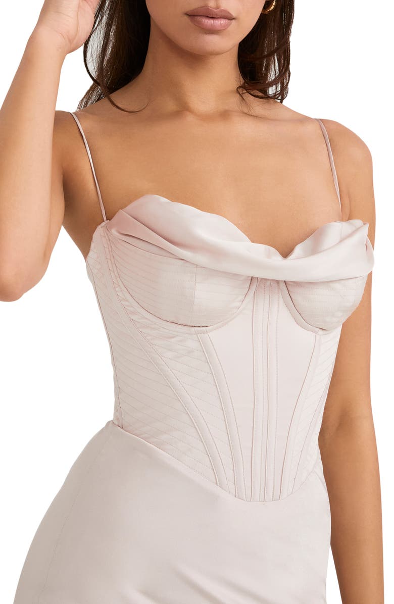 HOUSE OF CB Myrna Corset Satin Slipdress, Alternate, color, Crystal