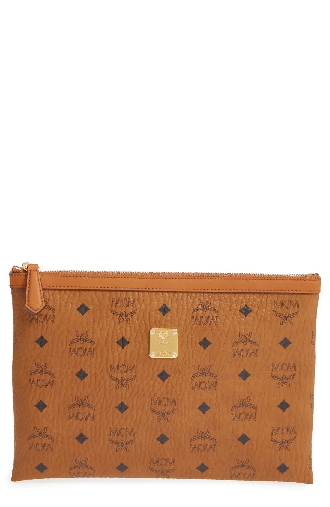 'Medium Heritage' Top Zip Pouch, Main, color, COGNAC
