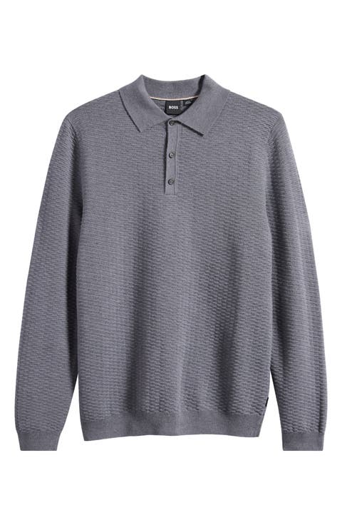 Diluigi Long Sleeve Virgin Wool Blend Polo Sweater