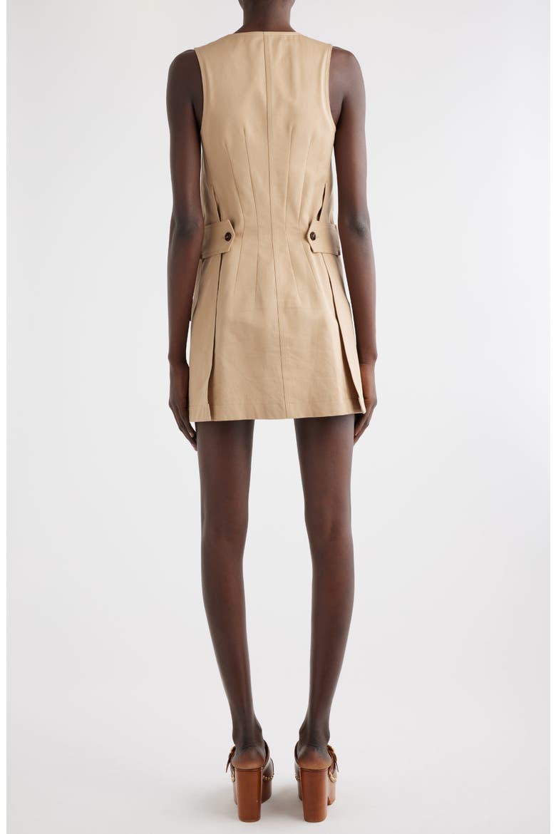 Sleeveless Cotton Gabardine Minidress, Alternate, color, WORN BROWN
