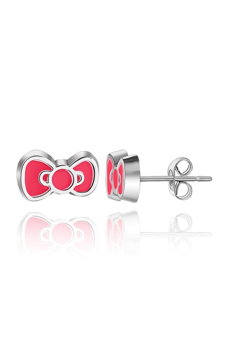 Hello Kitty Fashion Jewelry Set, Bow Earrings & Pendant Necklace, 16" + 3", Alternate, color, Reddish Pink