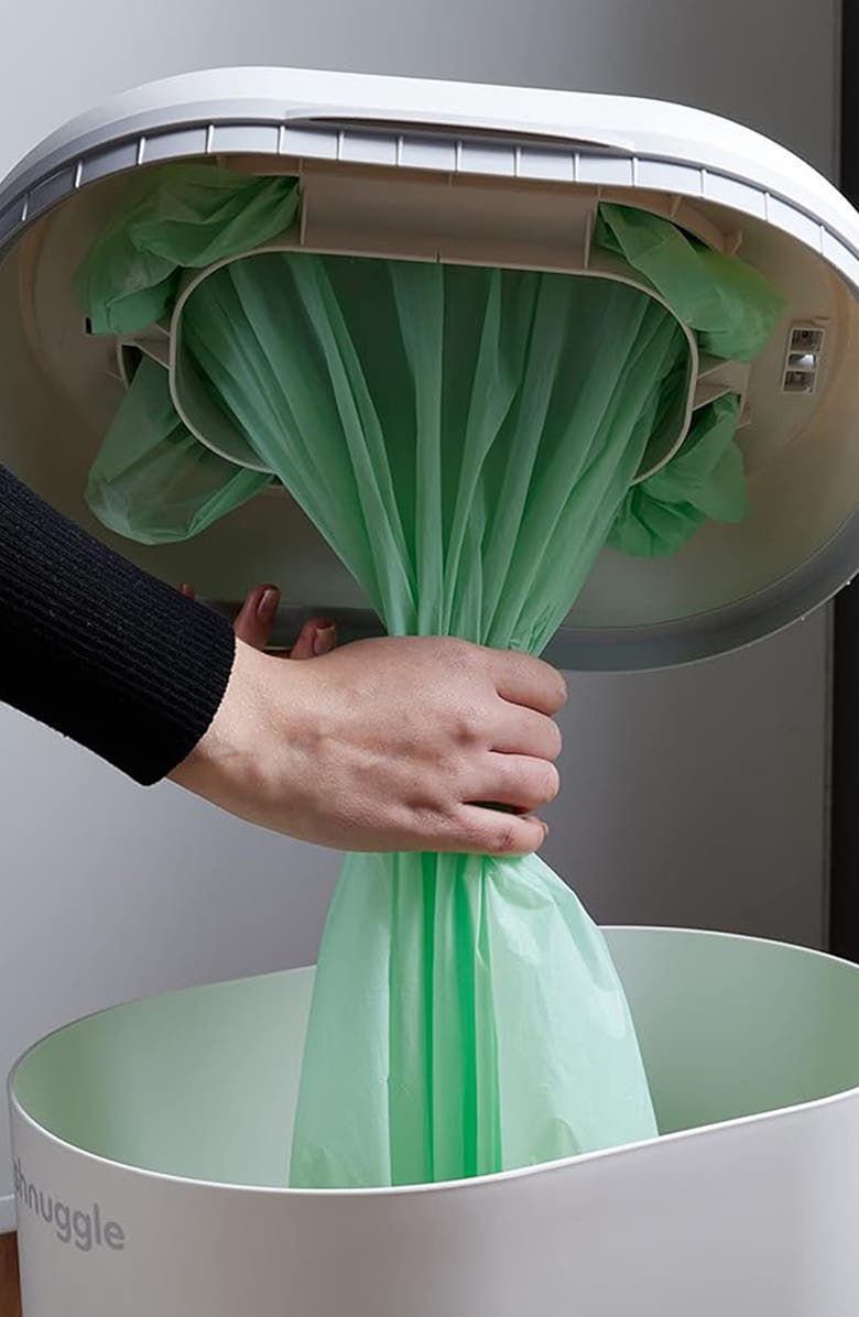 SHNUGGLE Diaper Disposal Bin, Alternate, color, White/ Grey