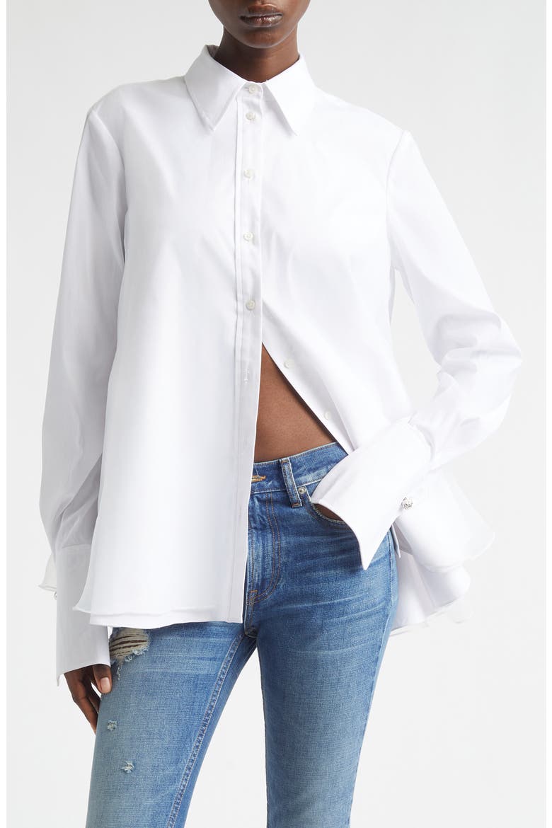 The Vaughn Frothy Layered Button-Up Shirt, Main, color, WHITE