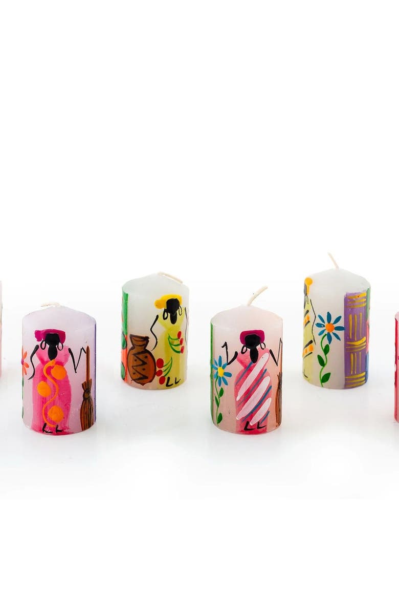 African Ladies Painted Voltive Candles - Set of 6, Main, color, African Ladies - 2"