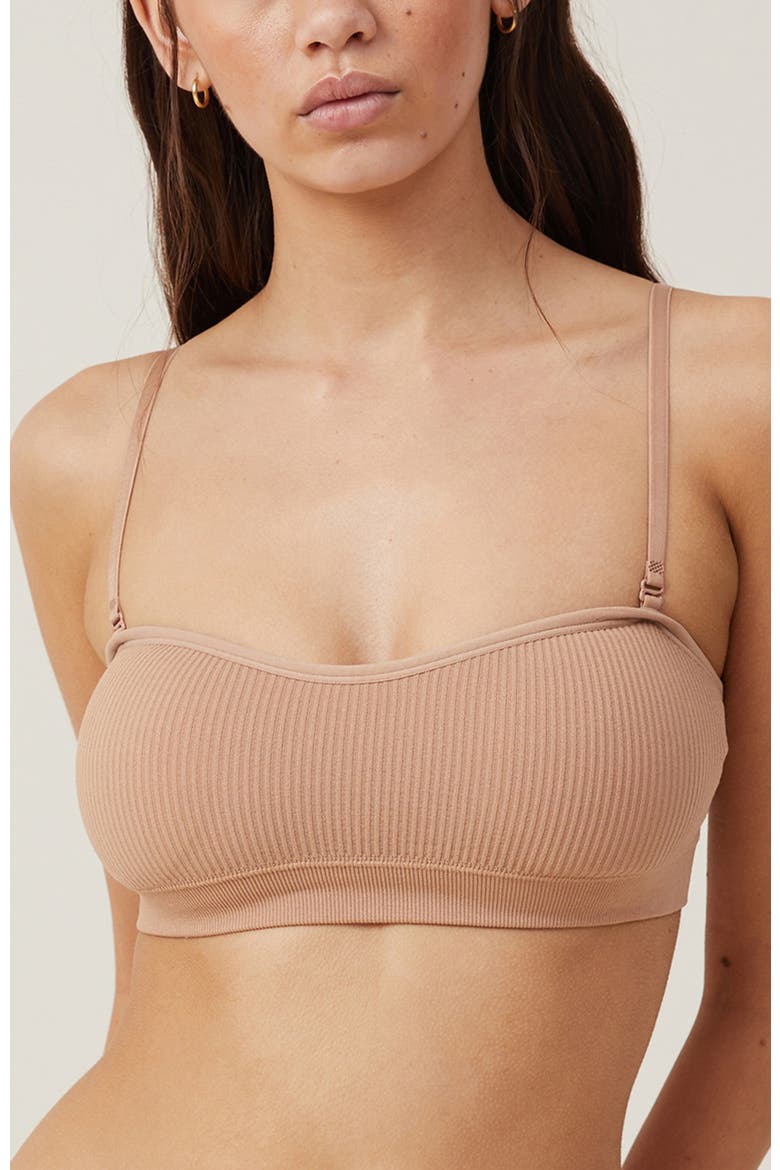 Women's Seamless Sweetheart Padded Bandeau, Alternate, color, Maple Sugar