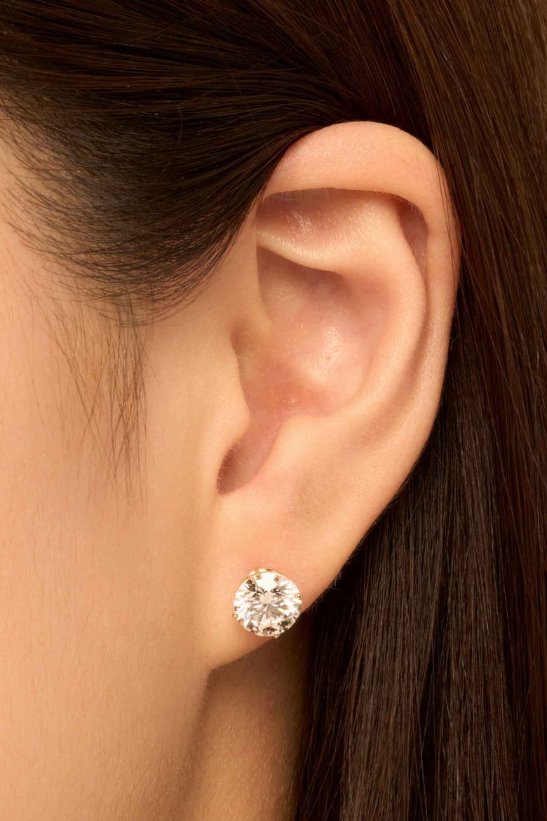 14K Solid Gold Luminous 4 Carat Lab Diamond Large Studs, Alternate, color, White Gold, Lab Diamonds
