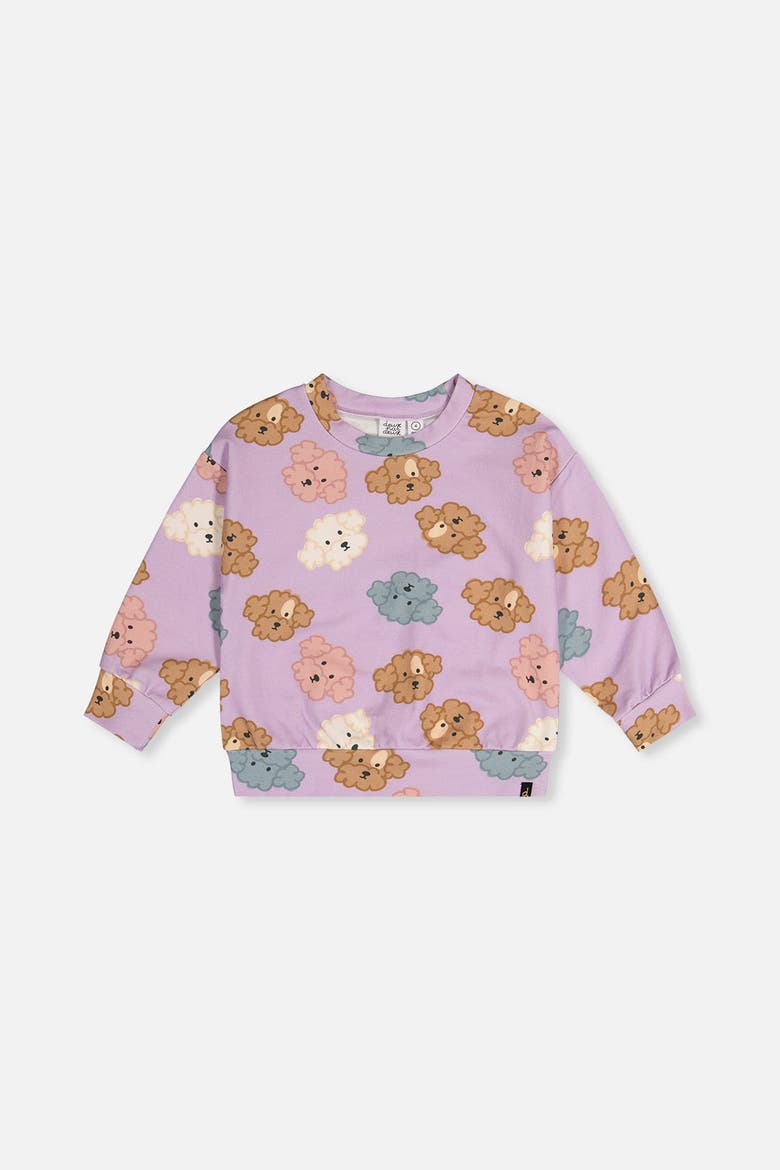 French Terry Poodle Round Neck Sweatshirt, Main, color, Purple Poodle Print