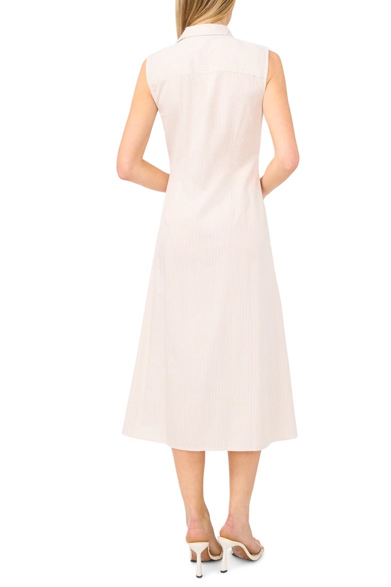 Stripe Twist Detail Sleeveless Cotton Shirtdress, Alternate, color, PEBBLE