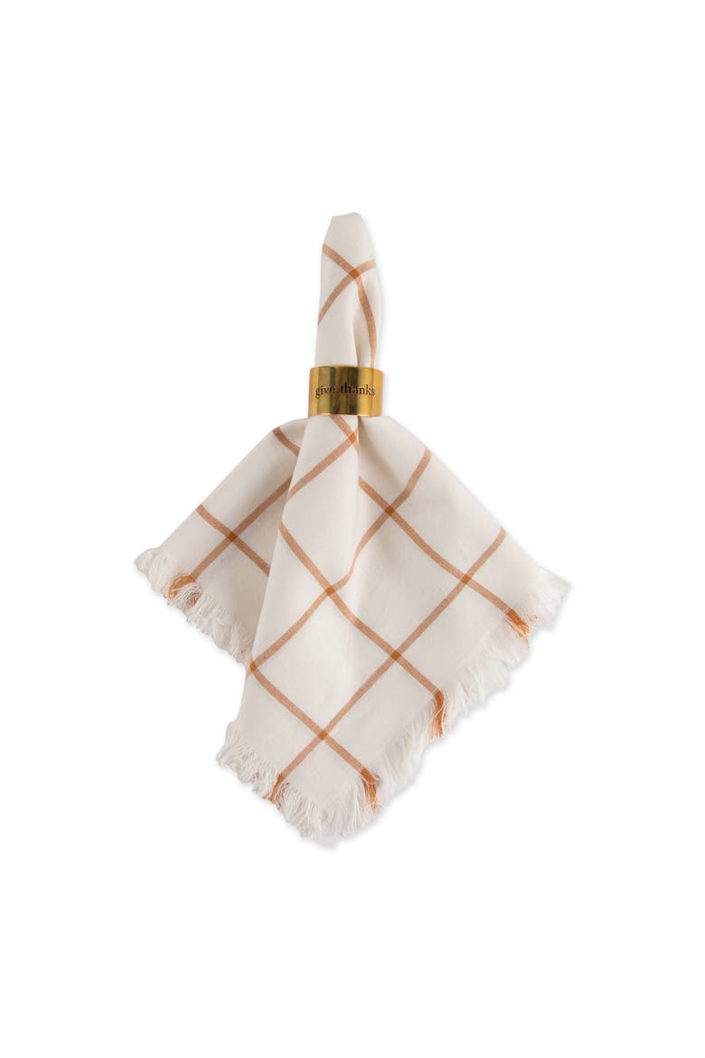 Honey Gold Check Fringed Napkin Set/6, Alternate, color, Honey Gold