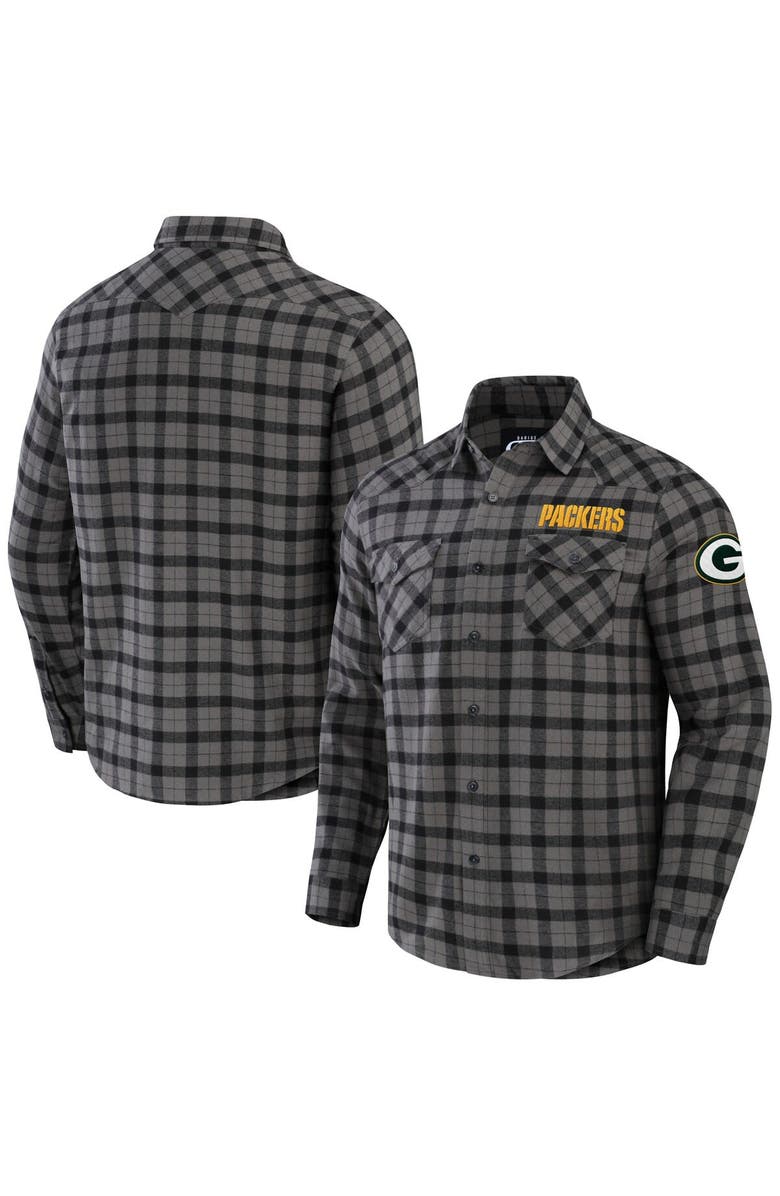 NFL X DARIUS RUCKER Men's NFL x Darius Rucker Collection by Fanatics Gray Green Bay Packers Flannel Long Sleeve Button-Up Shirt, Main, color, 