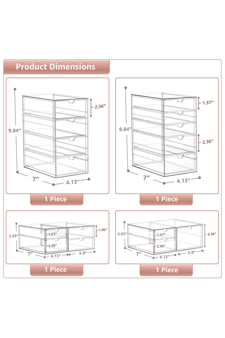 7-Drawer Acrylic Organizer, Alternate, color, CLEAR