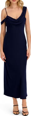 Laundry by Shelli Segal One Shoulder Draped Midi Dress