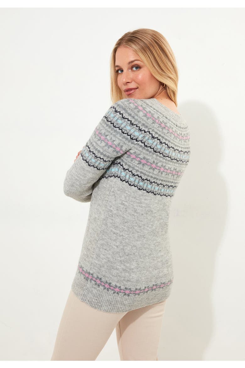Fair Isle Rib Trim Crewneck Pullover, Alternate, color, HEATHER FAIRISLE