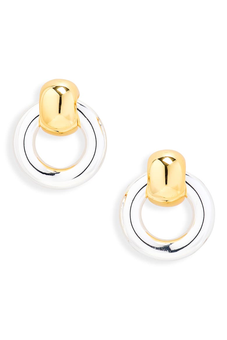 Faye Mini Puffy Door Knocker Earrings, Main, color, TWO-TONE