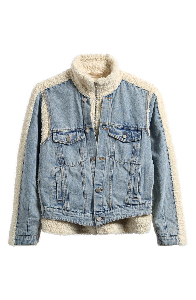 BLANKNYC Kids' Faux Shearling & Denim Jacket, Main, color, Bear Hug