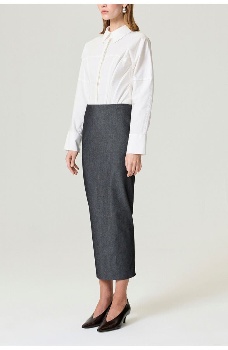 Nocturne Back Slit Tailored Maxi Skirt, Alternate, color, Anthracite