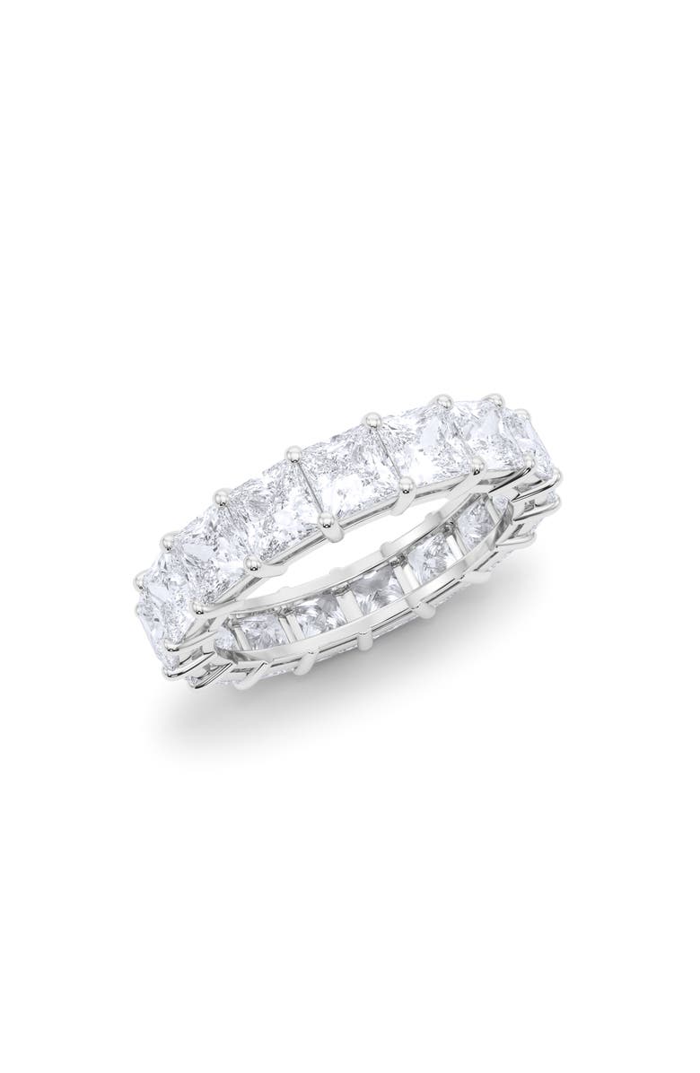 HauteCarat Princess Lab Created Diamond Eternity Ring, Main, color, 18K White Gold