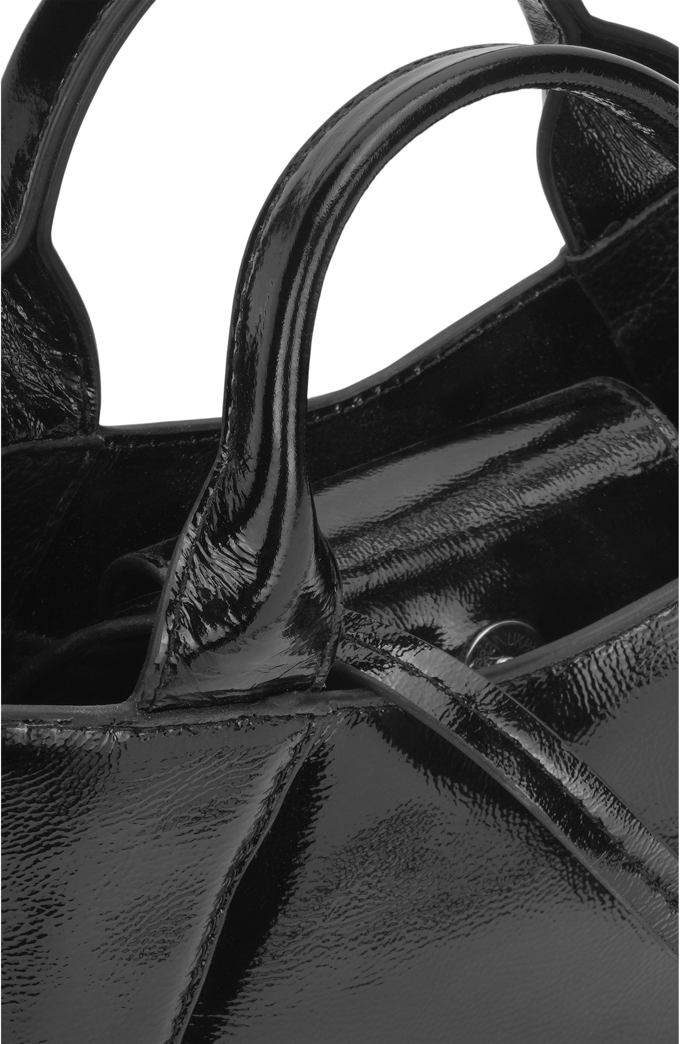 Katrina Mini Crinkled Leather Tote, Alternate, color, BLACK