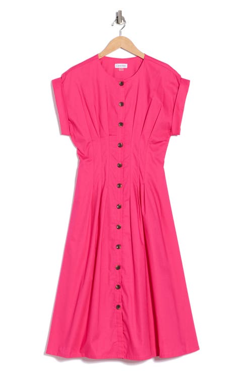 Pintuck Fit and Flare Shirtdress