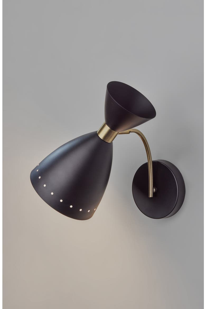 Oscar Wall Light, Alternate, color, BLACK W. ANTIQUE BRASS ACCENTS