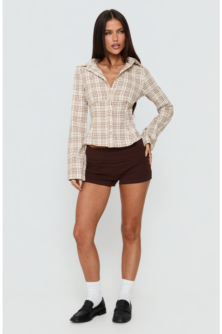 Cottesloe Plaid Cotton Button-Up Shirt, Alternate, color, BROWN CHECK