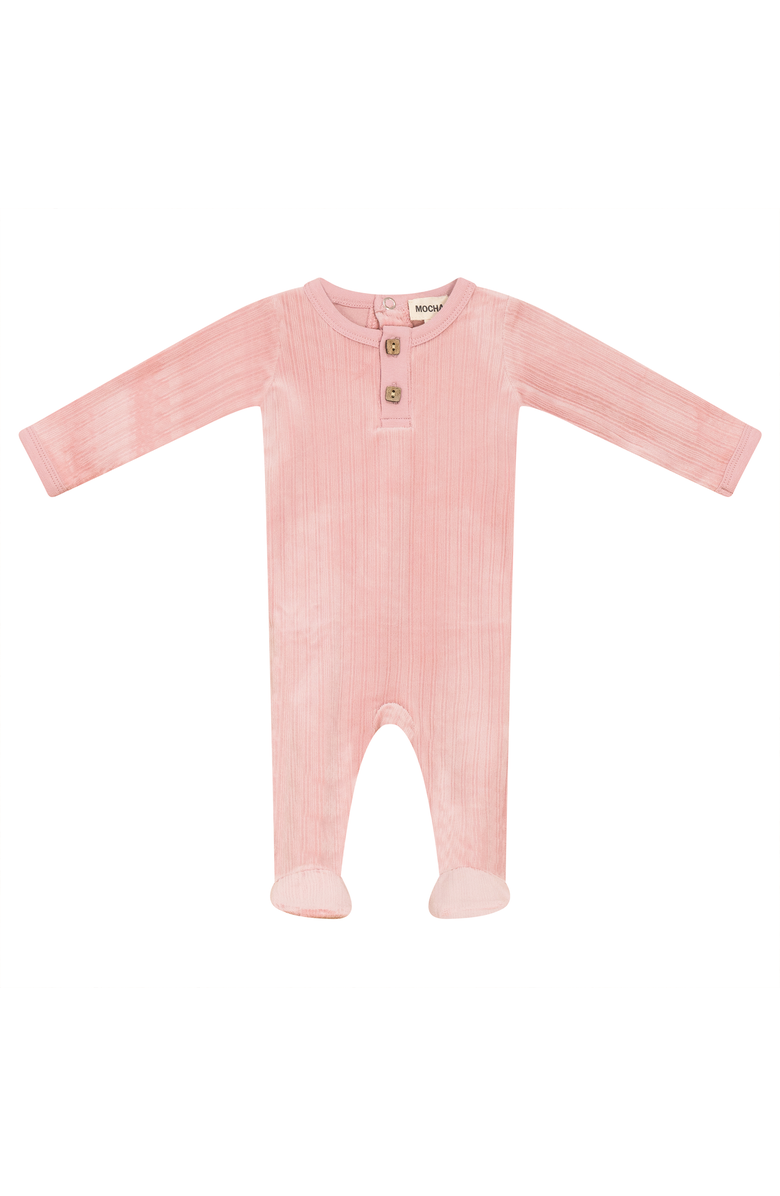 Mocha Back Snap Ribbed Velour Stretchie, Main, color, Pink