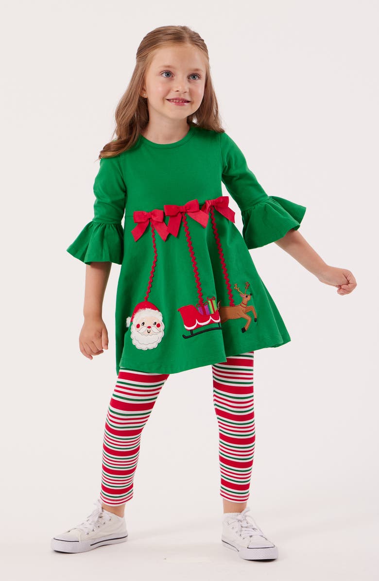 Bonnie Jean Kids' Dangling Ornaments Tunic & Leggings Set, Alternate, color, Green