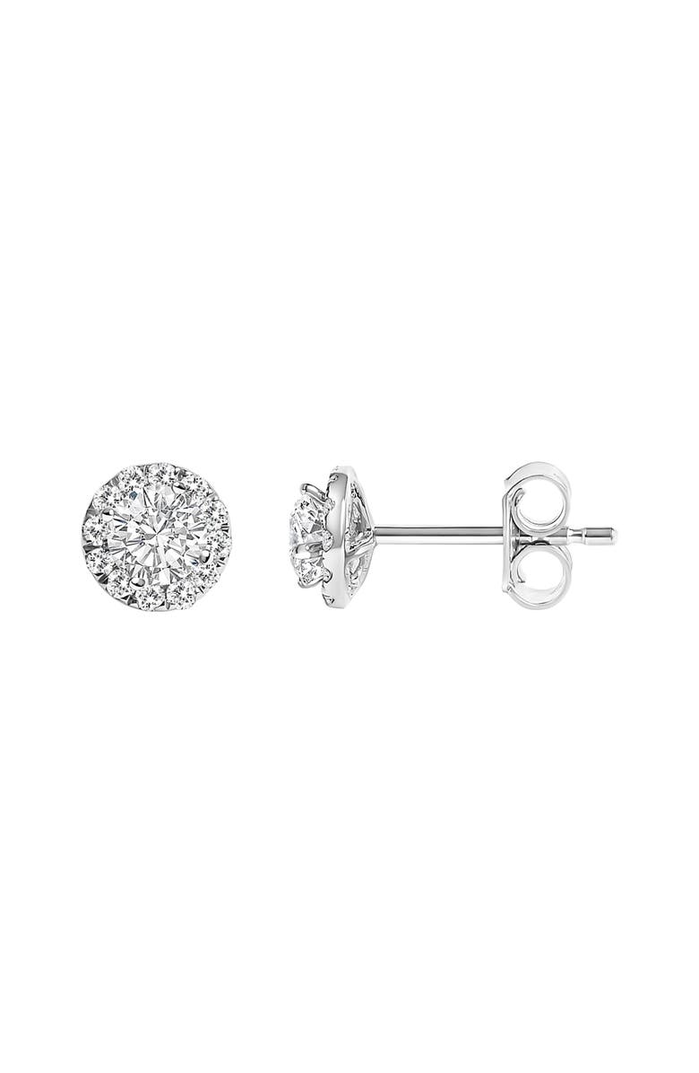 Haus of Brilliance 14K White Gold 1/2 Ct Lab-Grown Diamond Halo Stud Earring, Alternate, color, White
