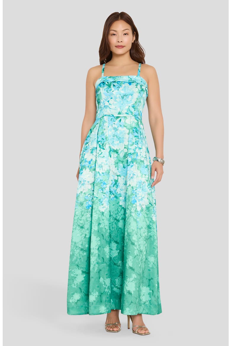 Floral Print Sleeveless Maxi Dress, Alternate, color, BLUE GREEN