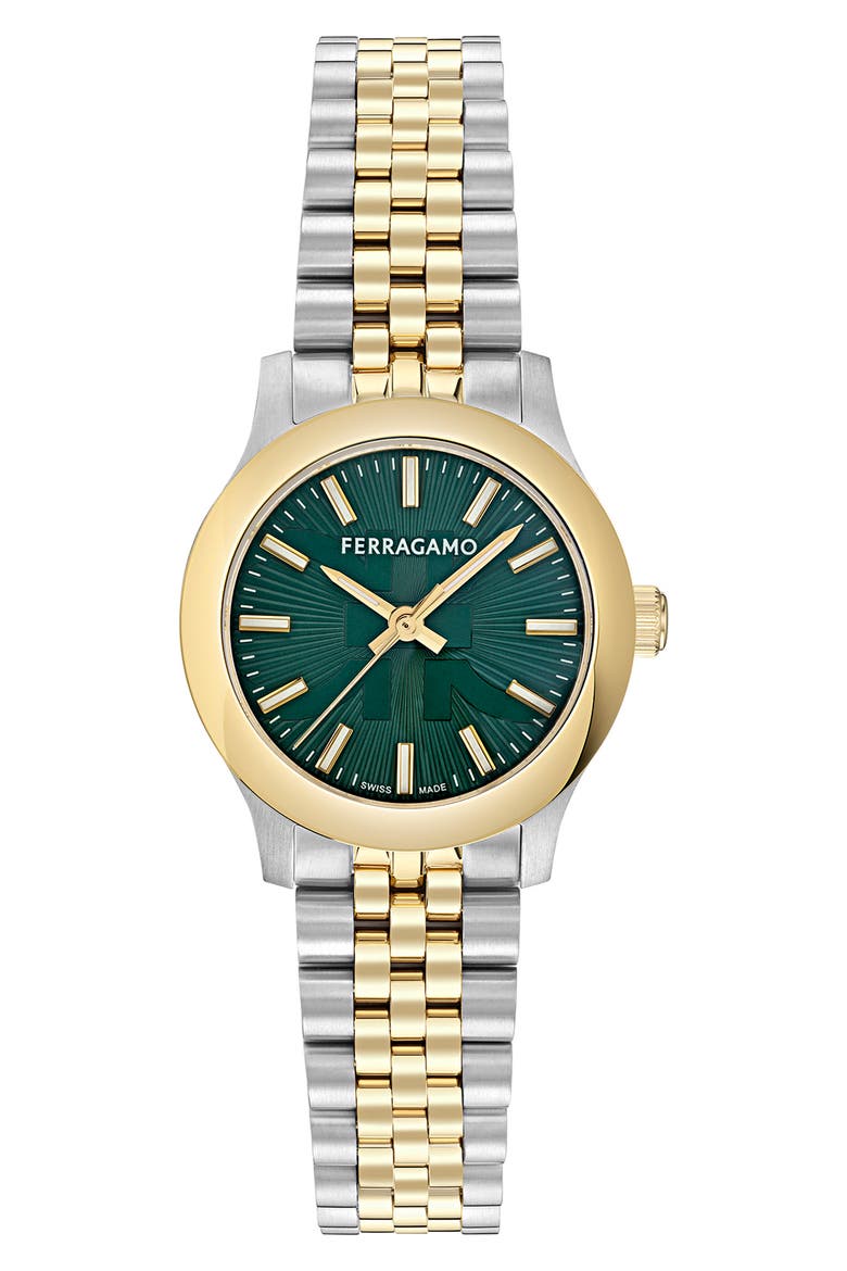 Duo Two-Tone Bracelet Watch, 28mm, Main, color, TWO TONE/GREEN