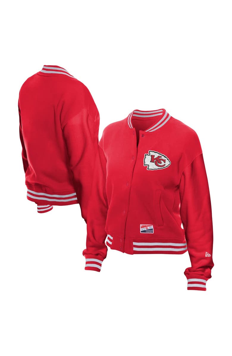 New Era Women's New Era Red Kansas City Chiefs Throwback Fleece Full-Snap Jacket, Main, color, Red