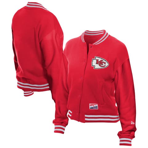 Women's New Era  Red Kansas City Chiefs Throwback Fleece Full-Snap Jacket