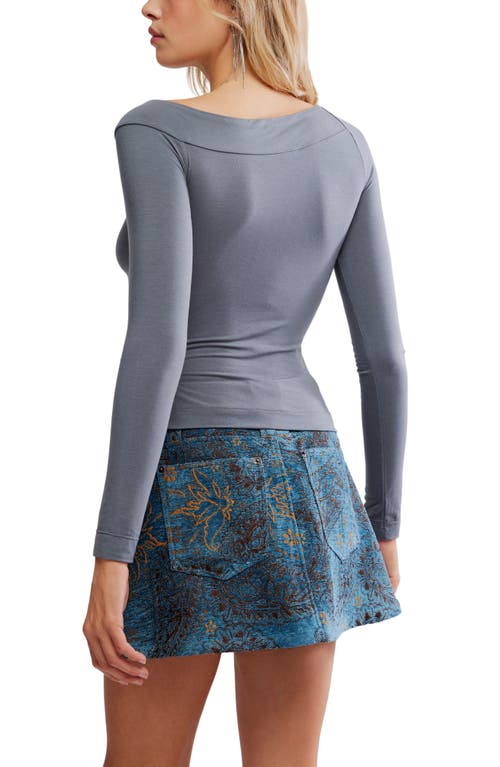 Free People At The After Boat Neck Top In Gray