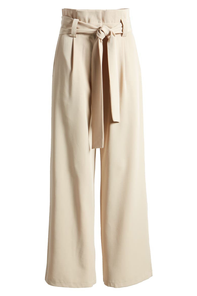 Kieran Tie Waist Wide Leg Pants, Alternate, color, BEIGE