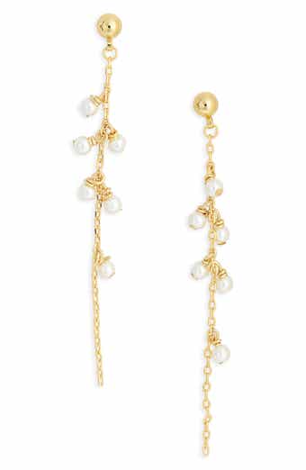Faux Pearl Linear Drop Earrings