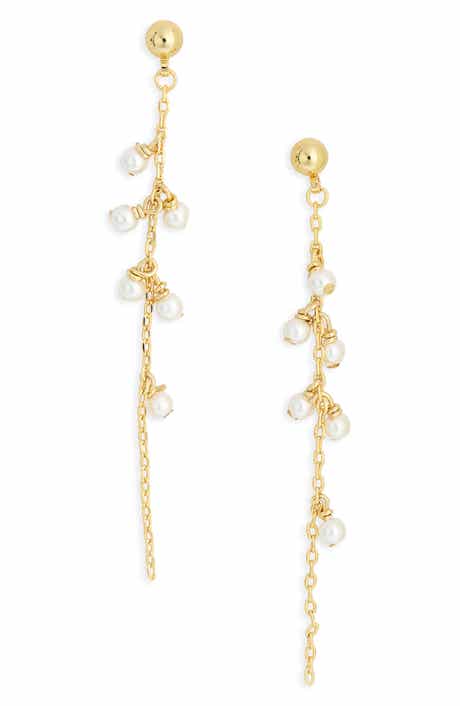 NORDSTROM RACK Faux Pearl Linear Drop Earrings