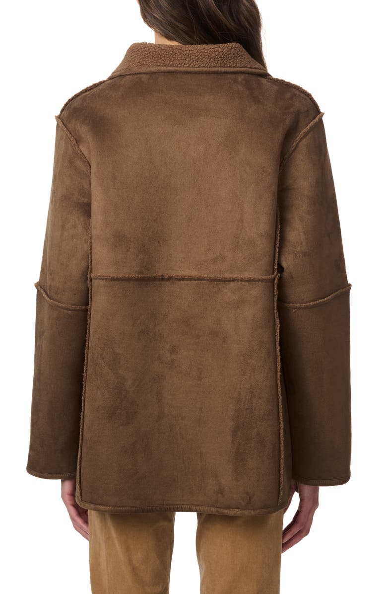 Bernardo Reversible Faux Suede & Faux Shearling Coat, Alternate, color, 