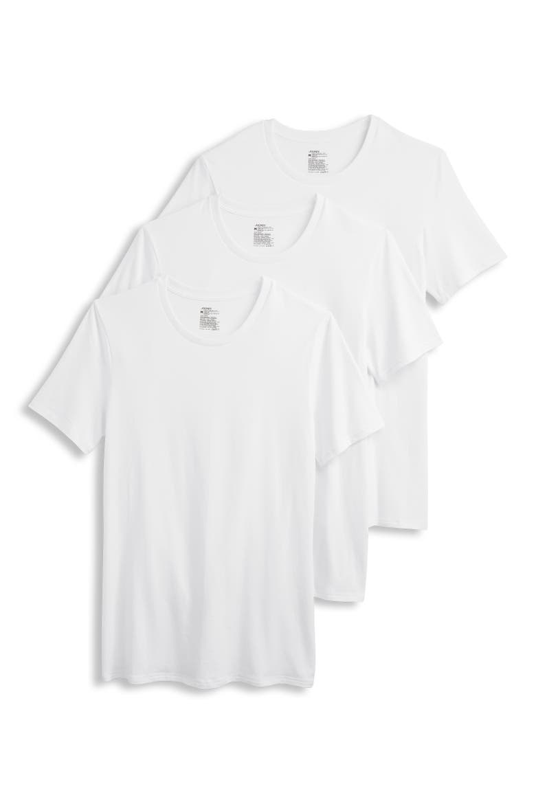 Men's Smooth Fit Cotton Stretch Crew Neck Undershirt - 3 Pack, Main, color, Diamond White