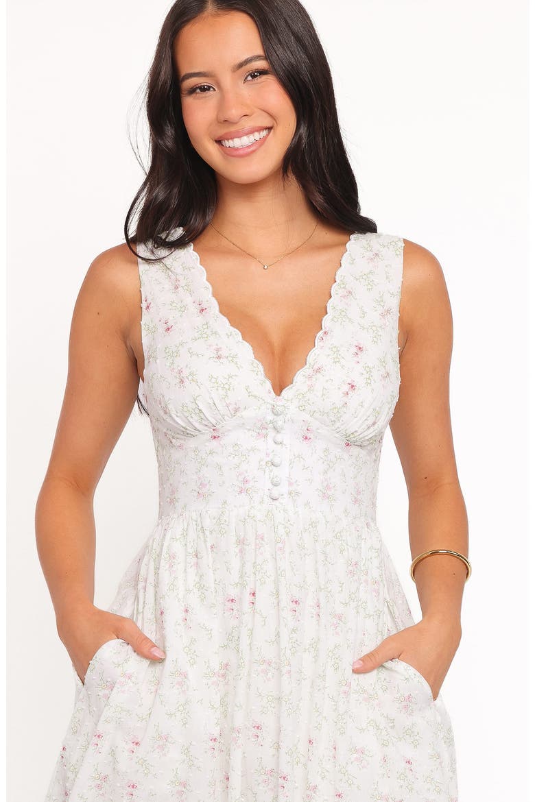 Kimlee Floral Print Swiss Dot Midi Dress, Alternate, color, GARDEN DITSY
