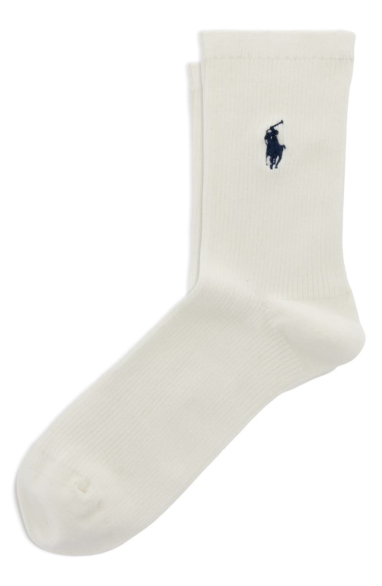 Polo Ralph Lauren Rib Crew Socks, Main, color, Ivory