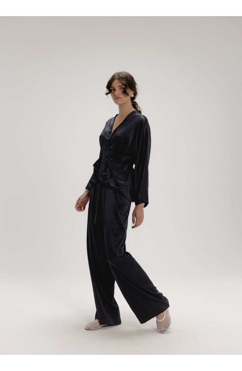 Alas Silk Wide Leg Pants, Alternate, color, Black