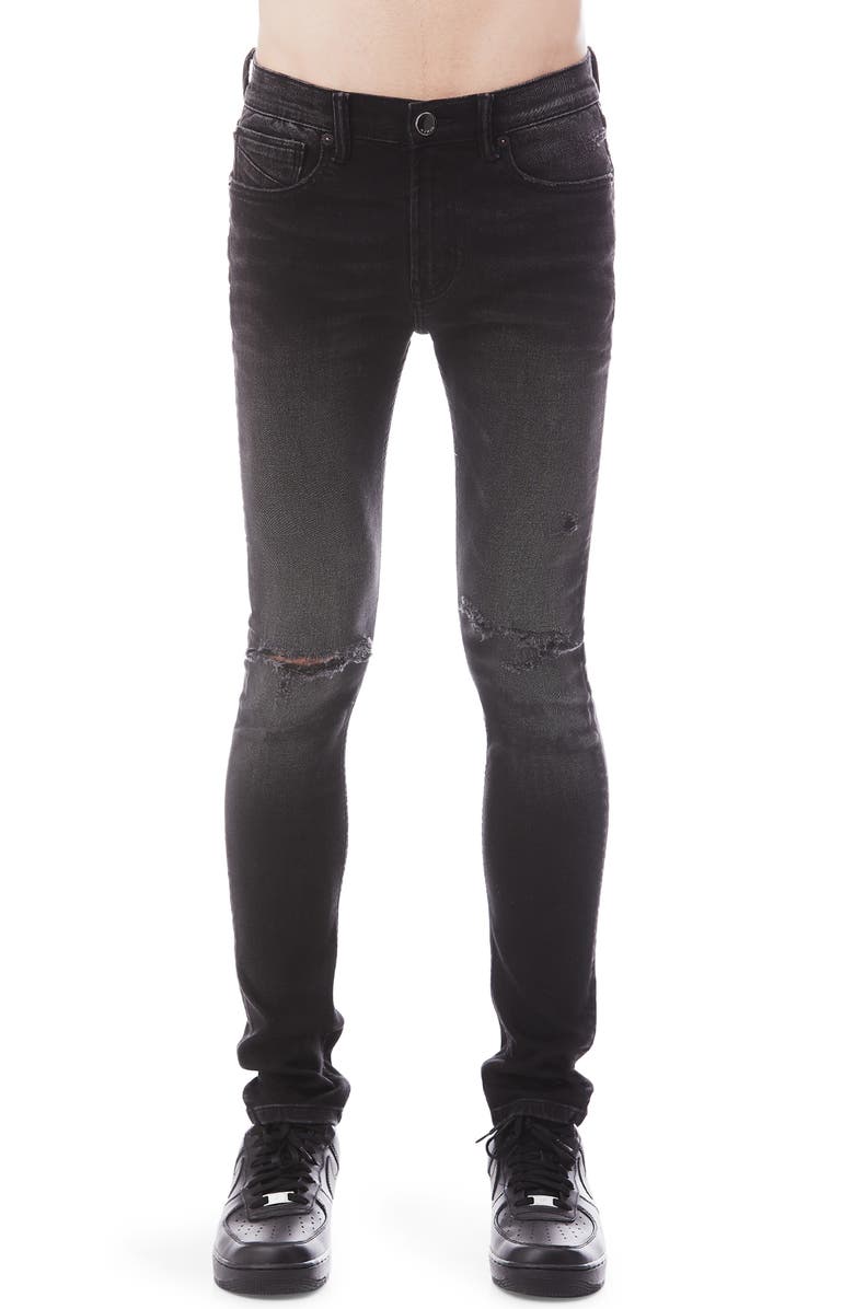 HVMAN Strat Punk Stretch Super Skinny Jeans, Main, color, Black Aged