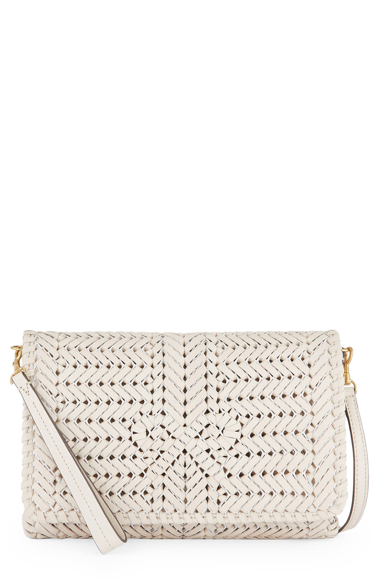 Anya Hindmarch The Neeson Woven Leather Crossbody Bag, Main, color, Chalk