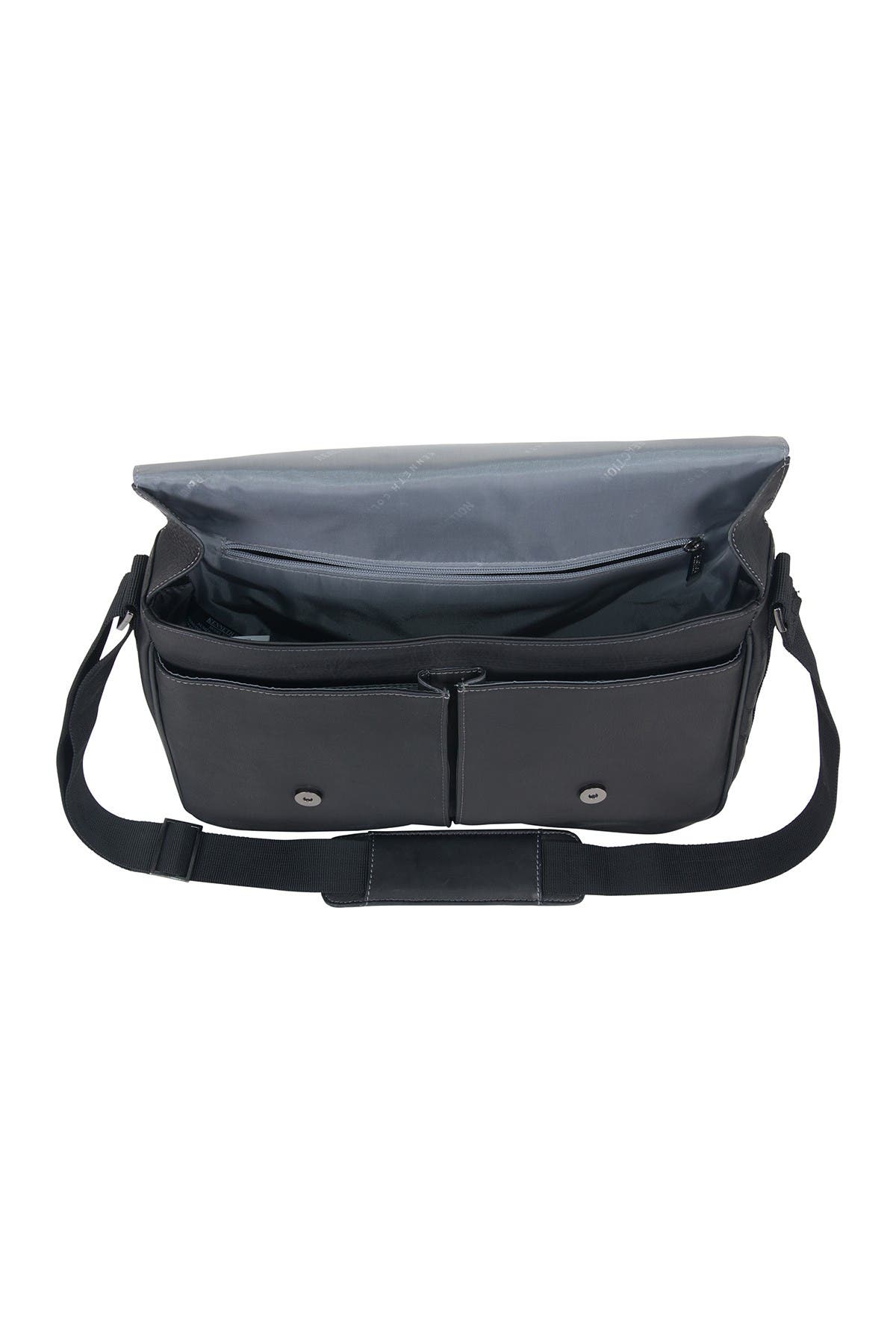 Kenneth Cole Colombian Leather Crossbody Laptop Case & Tablet Messenger Bag, Alternate, color, Black