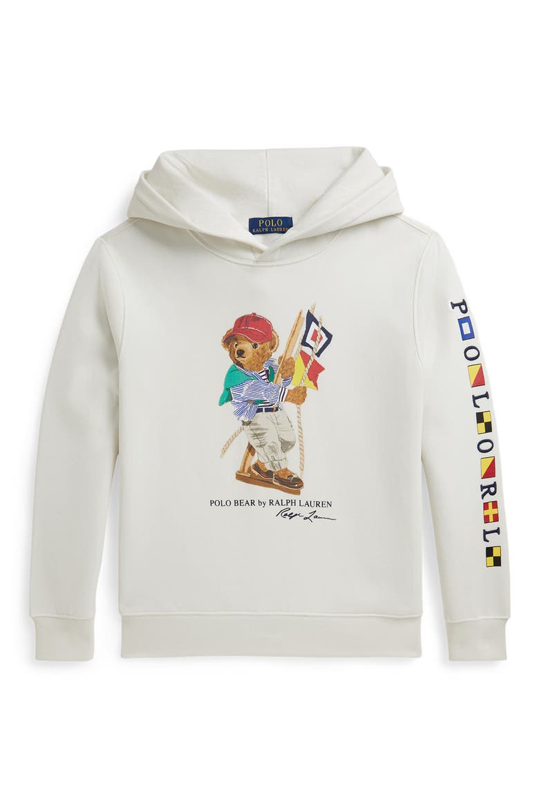 Kids' Polo Bear Fleece Pullover Hoodie, Main, color, DECK WASH WHITE