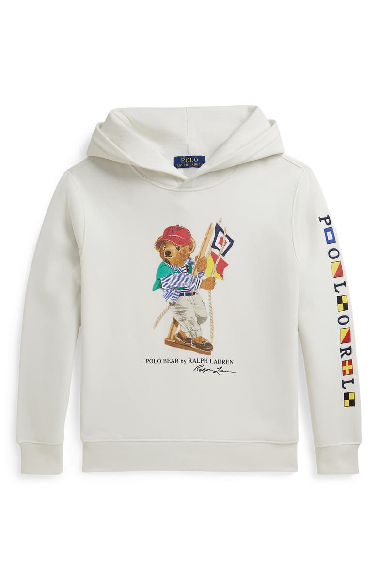 Polo Ralph Lauren Kids' Polo Bear Fleece Pullover Hoodie, Main, color, Deck Wash White