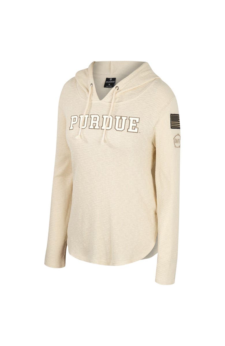 COLOSSEUM Women's Colosseum Cream Purdue Boilermakers OHT Military Appreciation Casey Raglan Long Sleeve Hoodie T-Shirt, Alternate, color,